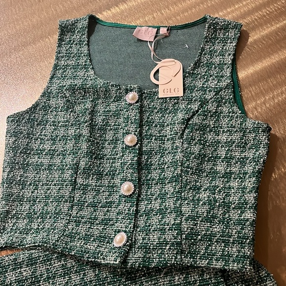 NWT Green Tweed Pearl Top + Shirt Set - Picture 2 of 3